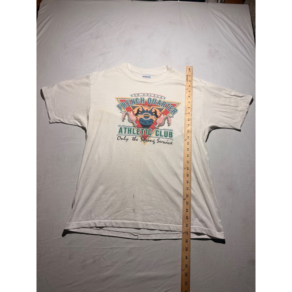 Vintage 1987 Hanes French Quarter Athletic Club T-Shirt XL New Orleans 80s White